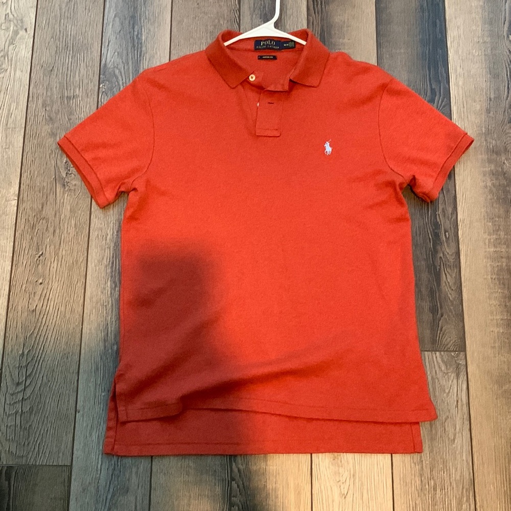 Polo shirt , orange/grey horse sz M